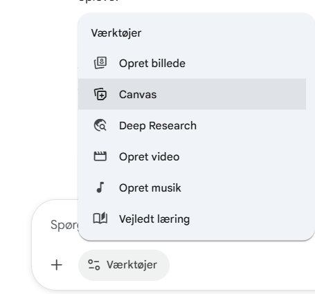 Vælg Canvas under Værktøjer